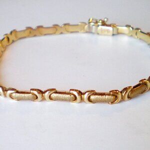 Vintage European Italy Solid 14K 585 Yellow Gold Stampato Tennis BRACELET